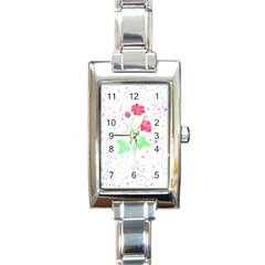 Flowers Illustration T- Shirtflowers T- Shirt (3) Rectangle Italian Charm Watch by EnriqueJohnson