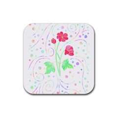 Flowers Illustration T- Shirtflowers T- Shirt (3) Rubber Coaster (square) by EnriqueJohnson