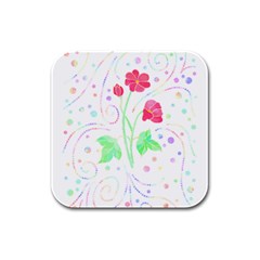 Flowers Illustration T- Shirtflowers T- Shirt (3) Rubber Square Coaster (4 Pack) by EnriqueJohnson