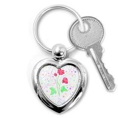 Flowers Illustration T- Shirtflowers T- Shirt (3) Key Chain (heart) by EnriqueJohnson