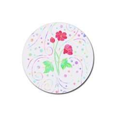 Flowers Illustration T- Shirtflowers T- Shirt (3) Rubber Round Coaster (4 Pack) by EnriqueJohnson