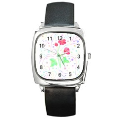 Flowers Illustration T- Shirtflowers T- Shirt (3) Square Metal Watch by EnriqueJohnson