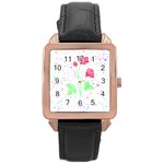 Flowers Illustration T- Shirtflowers T- Shirt (3) Rose Gold Leather Watch  Front