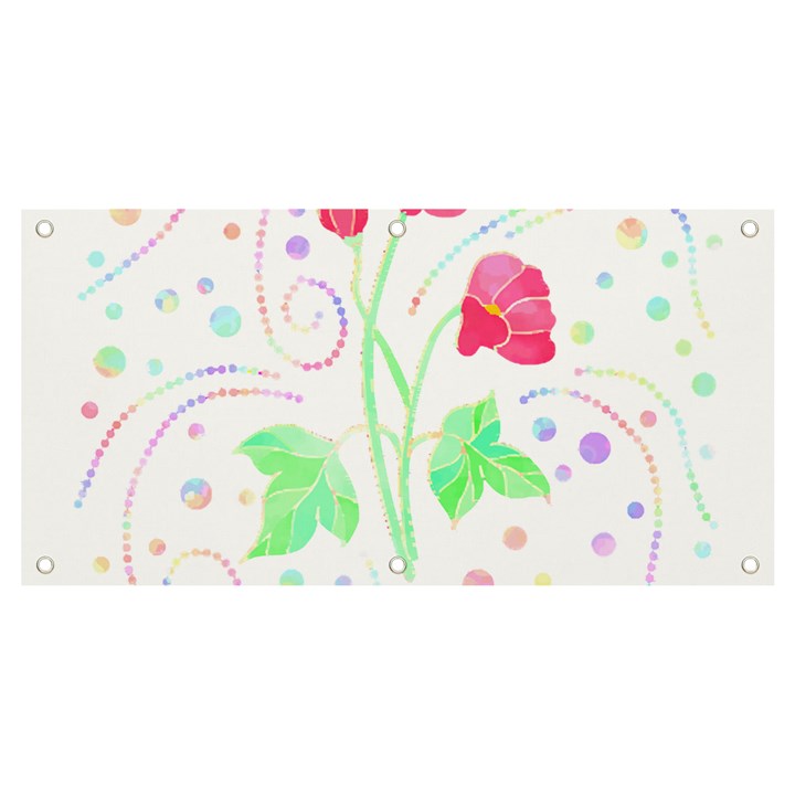 Flowers Illustration T- Shirtflowers T- Shirt (3) Banner and Sign 4  x 2 