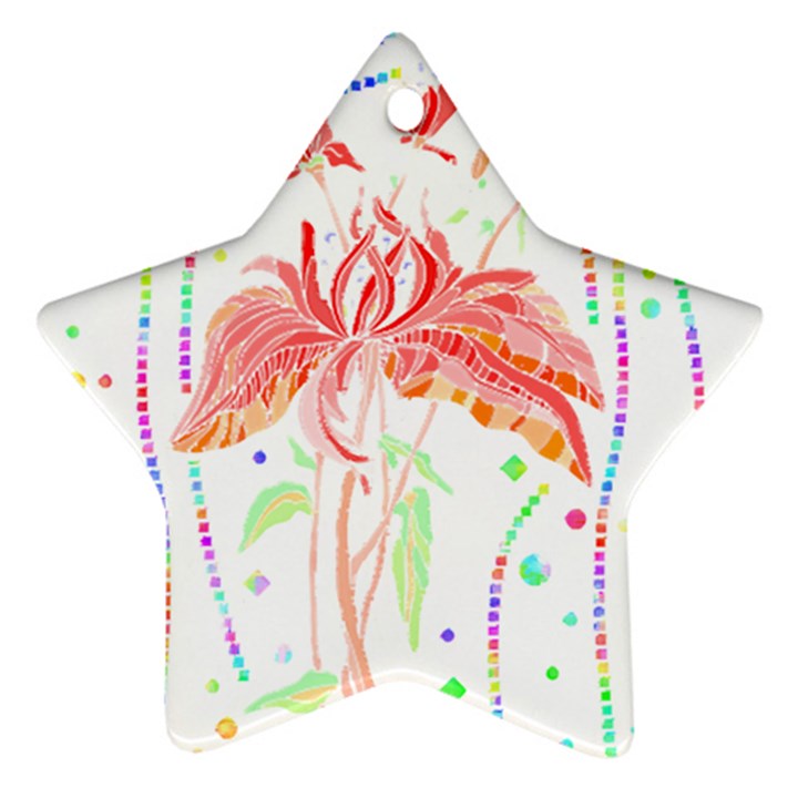 Flowers Illustration T- Shirtflowers T- Shirt (4) Ornament (Star)