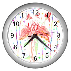 Flowers Illustration T- Shirtflowers T- Shirt (4) Wall Clock (silver) by EnriqueJohnson