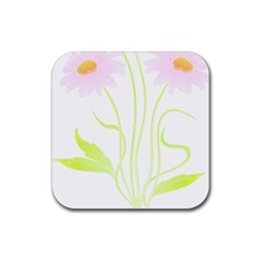 Flowers Illustration T- Shirtflowers T- Shirt (5) Rubber Coaster (square) by EnriqueJohnson