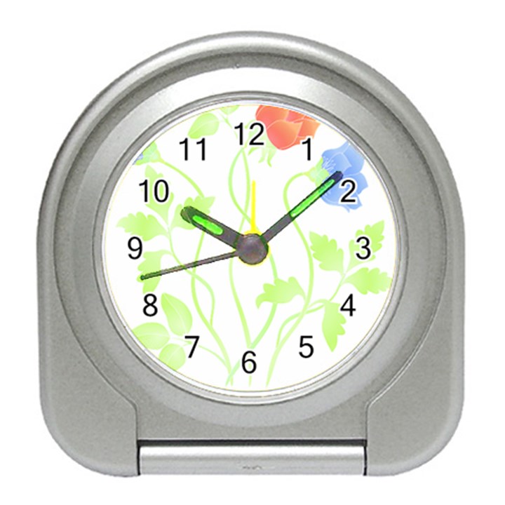 Flowers Illustration T- Shirtflowers T- Shirt (7) Travel Alarm Clock