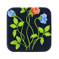 Flowers Illustration T- Shirtflowers T- Shirt (7) Square Metal Box (black)