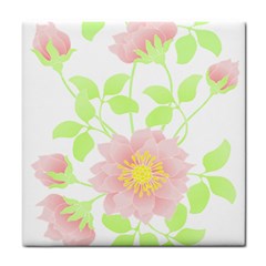 Flowers Illustration T- Shirtflowers T- Shirt (8) Tile Coaster