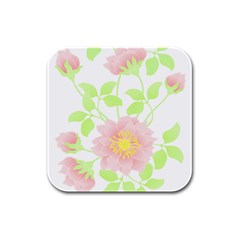 Flowers Illustration T- Shirtflowers T- Shirt (8) Rubber Square Coaster (4 pack)