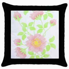 Flowers Illustration T- Shirtflowers T- Shirt (8) Throw Pillow Case (Black)