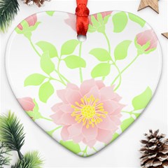 Flowers Illustration T- Shirtflowers T- Shirt (8) Heart Ornament (Two Sides)