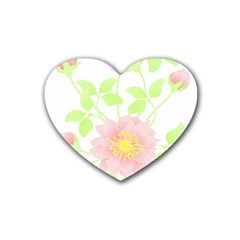 Flowers Illustration T- Shirtflowers T- Shirt (8) Rubber Coaster (Heart)