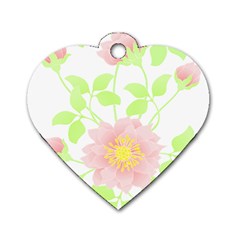 Flowers Illustration T- Shirtflowers T- Shirt (8) Dog Tag Heart (One Side)