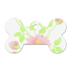 Flowers Illustration T- Shirtflowers T- Shirt (8) Dog Tag Bone (One Side)