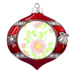 Flowers Illustration T- Shirtflowers T- Shirt (8) Metal Snowflake And Bell Red Ornament