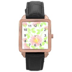 Flowers Illustration T- Shirtflowers T- Shirt (8) Rose Gold Leather Watch  by EnriqueJohnson