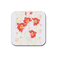 Flowers Illustration T- Shirtflowers T- Shirt Rubber Coaster (square) by EnriqueJohnson