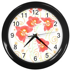 Flowers Illustration T- Shirtflowers T- Shirt Wall Clock (black) by EnriqueJohnson