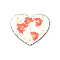 Flowers Illustration T- Shirtflowers T- Shirt Rubber Coaster (heart) by EnriqueJohnson