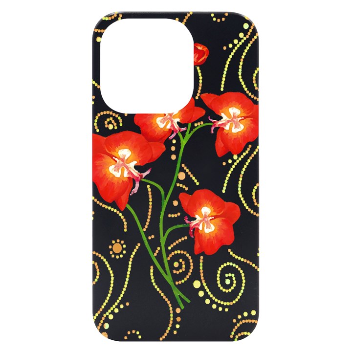 Flowers Illustration T- Shirtflowers T- Shirt iPhone 14 Pro Black UV Print Case