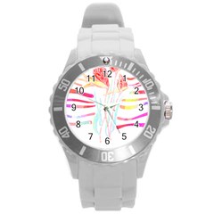 Flowers Lover T- Shirtflowers T- Shirt (4) Round Plastic Sport Watch (l) by EnriqueJohnson