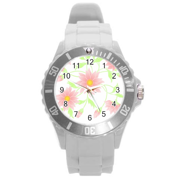 Flowers Lover T- Shirtflowers T- Shirt (5) Round Plastic Sport Watch (L)