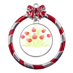 Flowers Lover T- Shirtflowers T- Shirt (7) Metal Red Ribbon Round Ornament