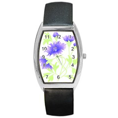 Flowers Pattern T- Shirtflowers T- Shirt Barrel Style Metal Watch by EnriqueJohnson