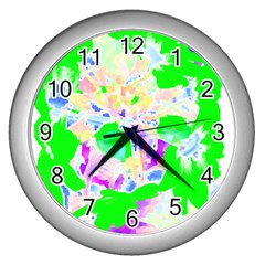 Flowers T- Shirt Abstract Flowers Wall Clock (silver) by EnriqueJohnson