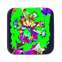 Flowers T- Shirt Abstract Flowers Square Metal Box (black)