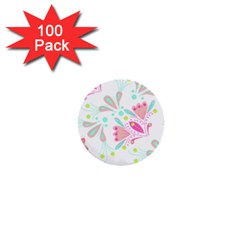 Flowers T- Shirt Batik Flower  Pattern T- Shirt 1  Mini Buttons (100 pack) 