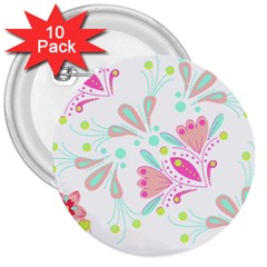 Flowers T- Shirt Batik Flower  Pattern T- Shirt 3  Buttons (10 pack) 