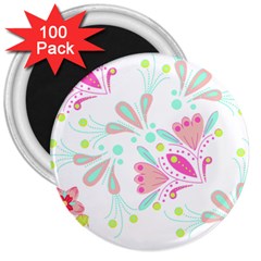 Flowers T- Shirt Batik Flower  Pattern T- Shirt 3  Magnets (100 pack)