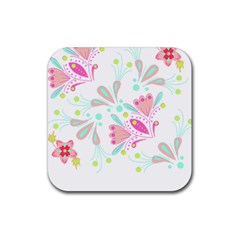 Flowers T- Shirt Batik Flower  Pattern T- Shirt Rubber Coaster (Square)