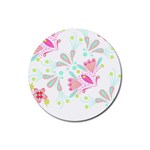 Flowers T- Shirt Batik Flower  Pattern T- Shirt Rubber Round Coaster (4 pack) Front