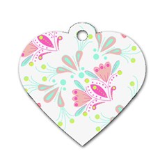 Flowers T- Shirt Batik Flower  Pattern T- Shirt Dog Tag Heart (One Side)