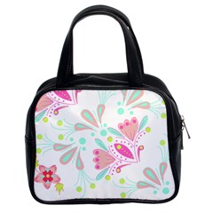 Flowers T- Shirt Batik Flower  Pattern T- Shirt Classic Handbag (Two Sides)