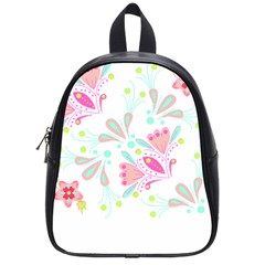 Flowers T- Shirt Batik Flower  Pattern T- Shirt School Bag (Small)