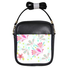 Flowers T- Shirt Batik Flower  Pattern T- Shirt Girls Sling Bag