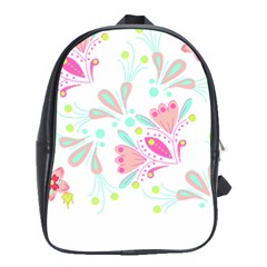 Flowers T- Shirt Batik Flower  Pattern T- Shirt School Bag (XL)