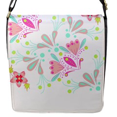 Flowers T- Shirt Batik Flower  Pattern T- Shirt Flap Closure Messenger Bag (S)