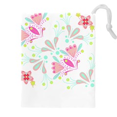 Flowers T- Shirt Batik Flower  Pattern T- Shirt Drawstring Pouch (4XL)