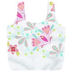 Flowers T- Shirt Batik Flower  Pattern T- Shirt Full Print Recycle Bag (XXL)