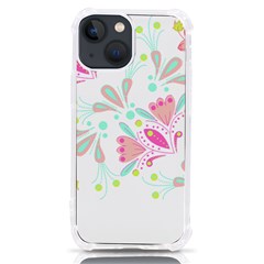 Flowers T- Shirt Batik Flower  Pattern T- Shirt iPhone 13 mini TPU UV Print Case