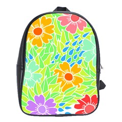 Flowers T- Shirt Colorful Flowers T- Shirt School Bag (xl) by EnriqueJohnson