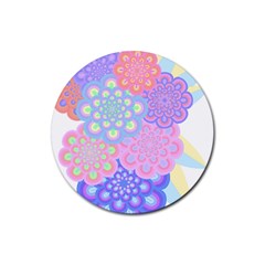 Flowers T- Shirt Flower Bouquet Pink, Purple, Blue T- Shirt Rubber Round Coaster (4 Pack) by EnriqueJohnson