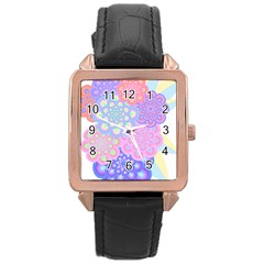 Flowers T- Shirt Flower Bouquet Pink, Purple, Blue T- Shirt Rose Gold Leather Watch  by EnriqueJohnson