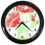 Flowers T- Shirtflowers T- Shirt Wall Clock (Black) Front